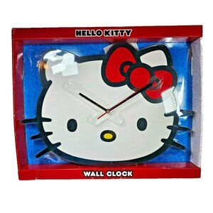 Hello Kitty Face Red 19x14" Analog Wall Clock Battery Operated NEW 2024 Sanrio